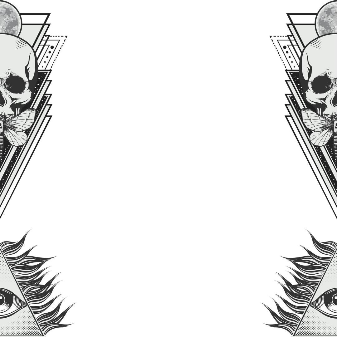 Gothic Skull and Moth Design on Transparent Background