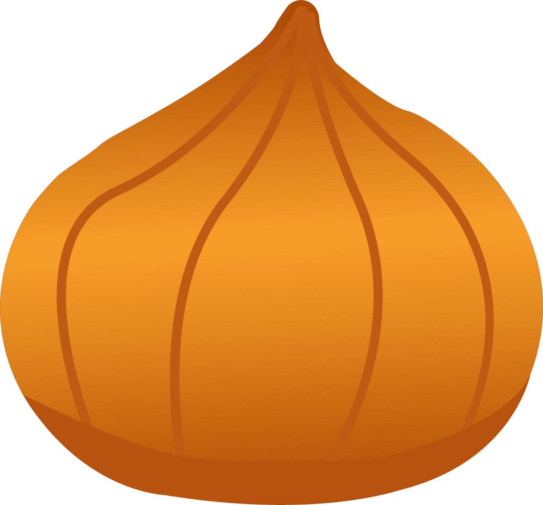 Minimalist Orange Onion Illustration on Transparent Background