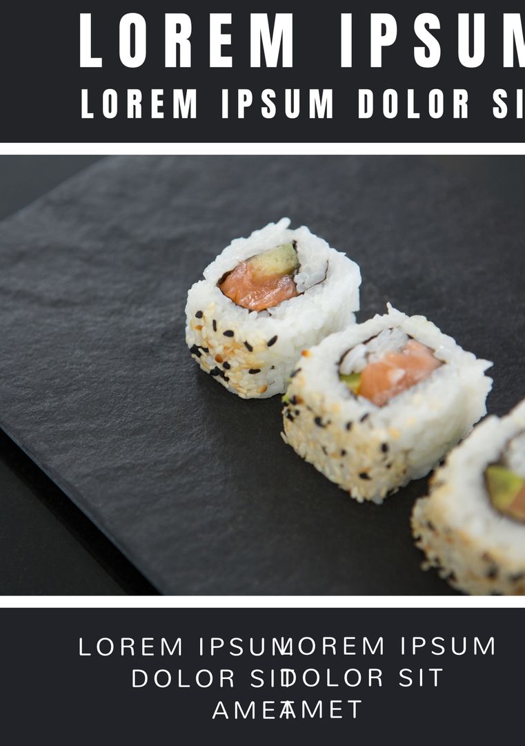 Exquisite Sushi Rolls on Elegant Black Plate