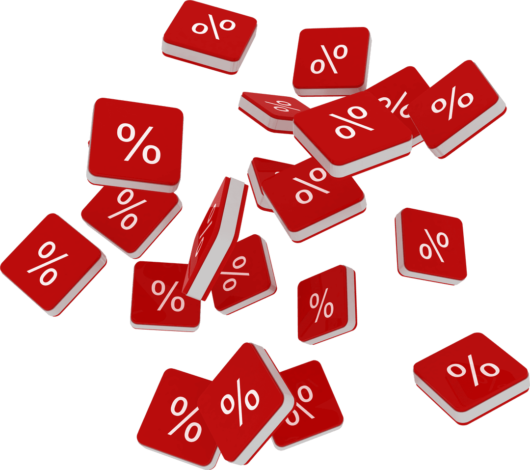 Transparent Red Percent Icons Floating Overlay Marketing