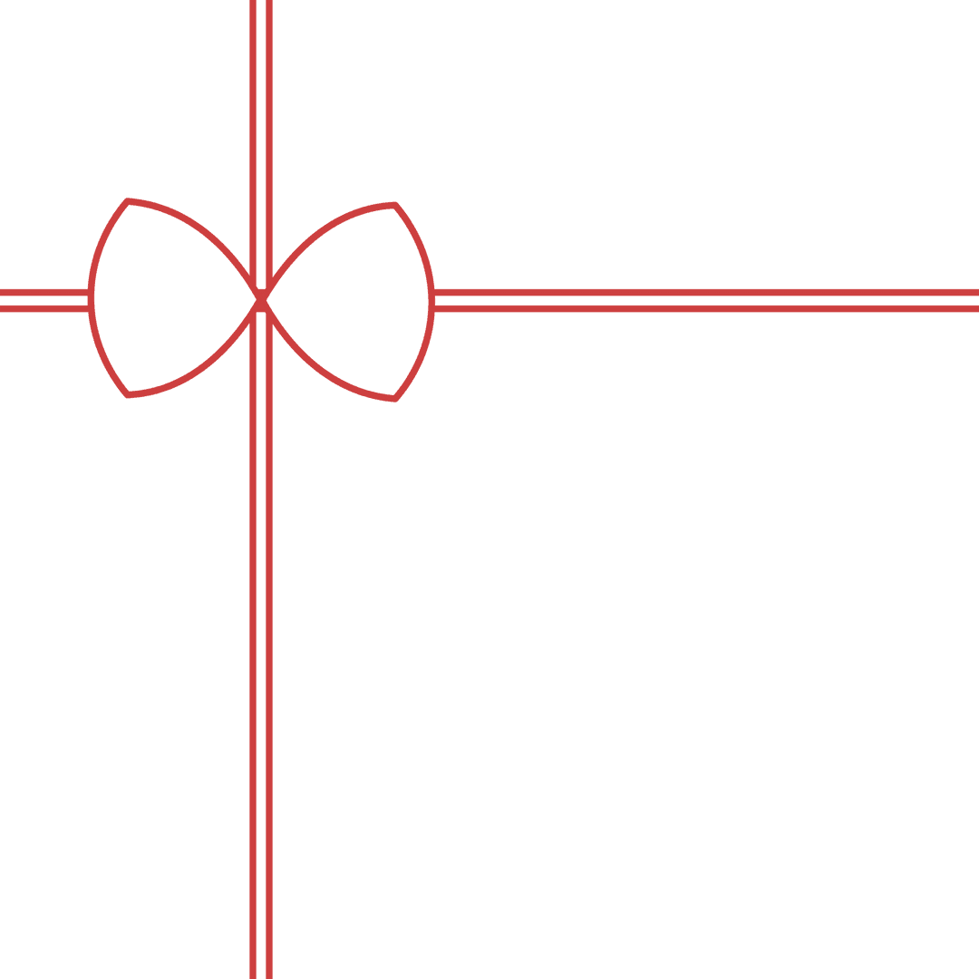 Red Ribbon Outline on Transparent Background Gift Digital Illustration
