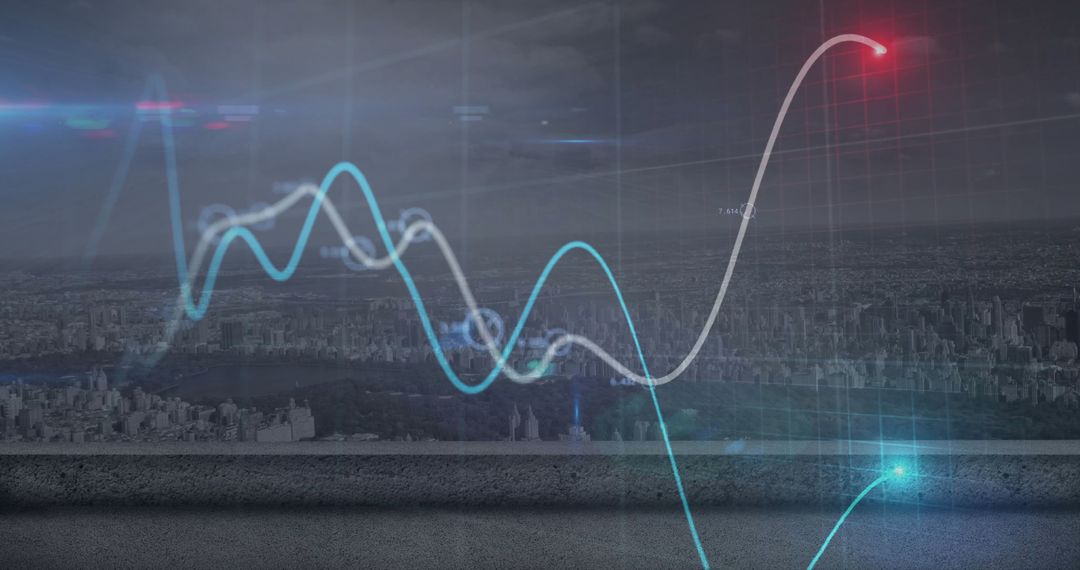 Futuristic Data Graph Overlay on City Skyline