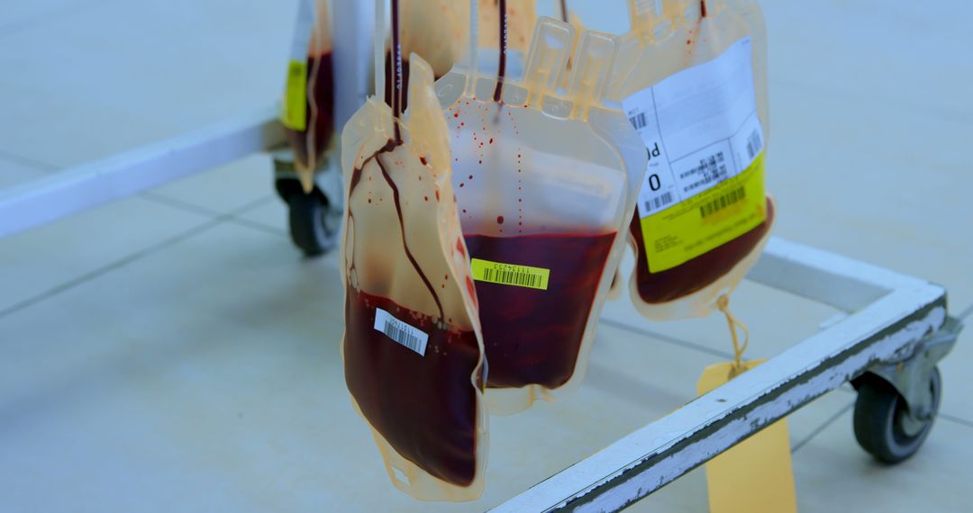 Blood bags hanging on serum hanger in blood bank 4k - Free Images, Stock Photos and Pictures on Pikwizard.com