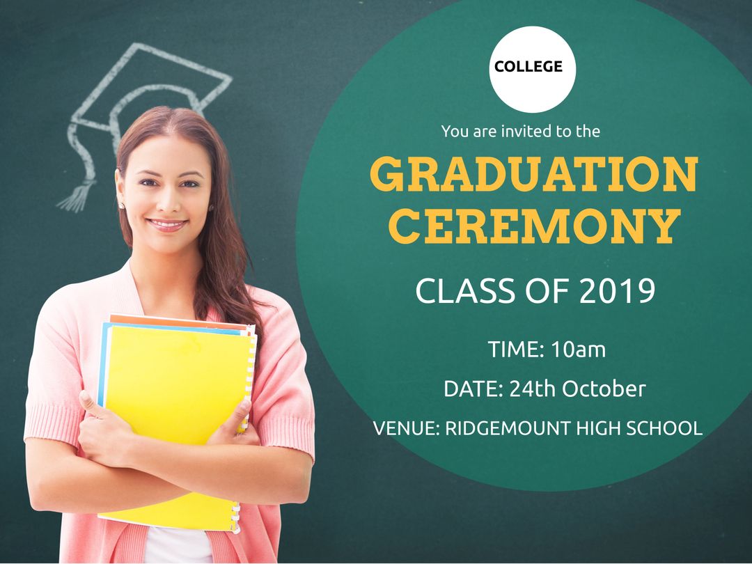 Graduation Ceremony Invitation with Smiling Graduate