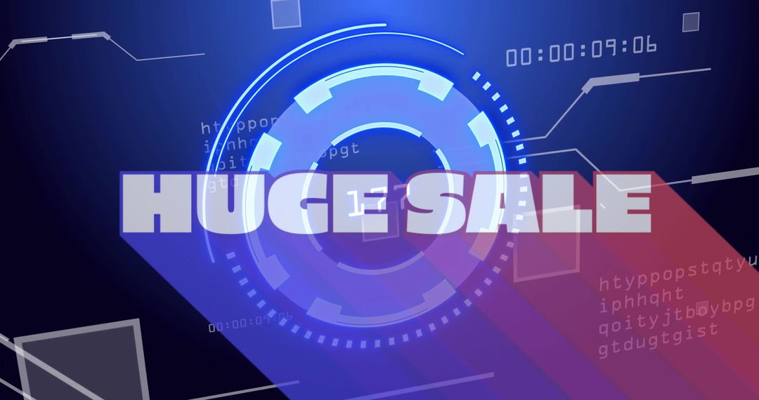 Futuristic Huge Sale Banner with Digital Interface