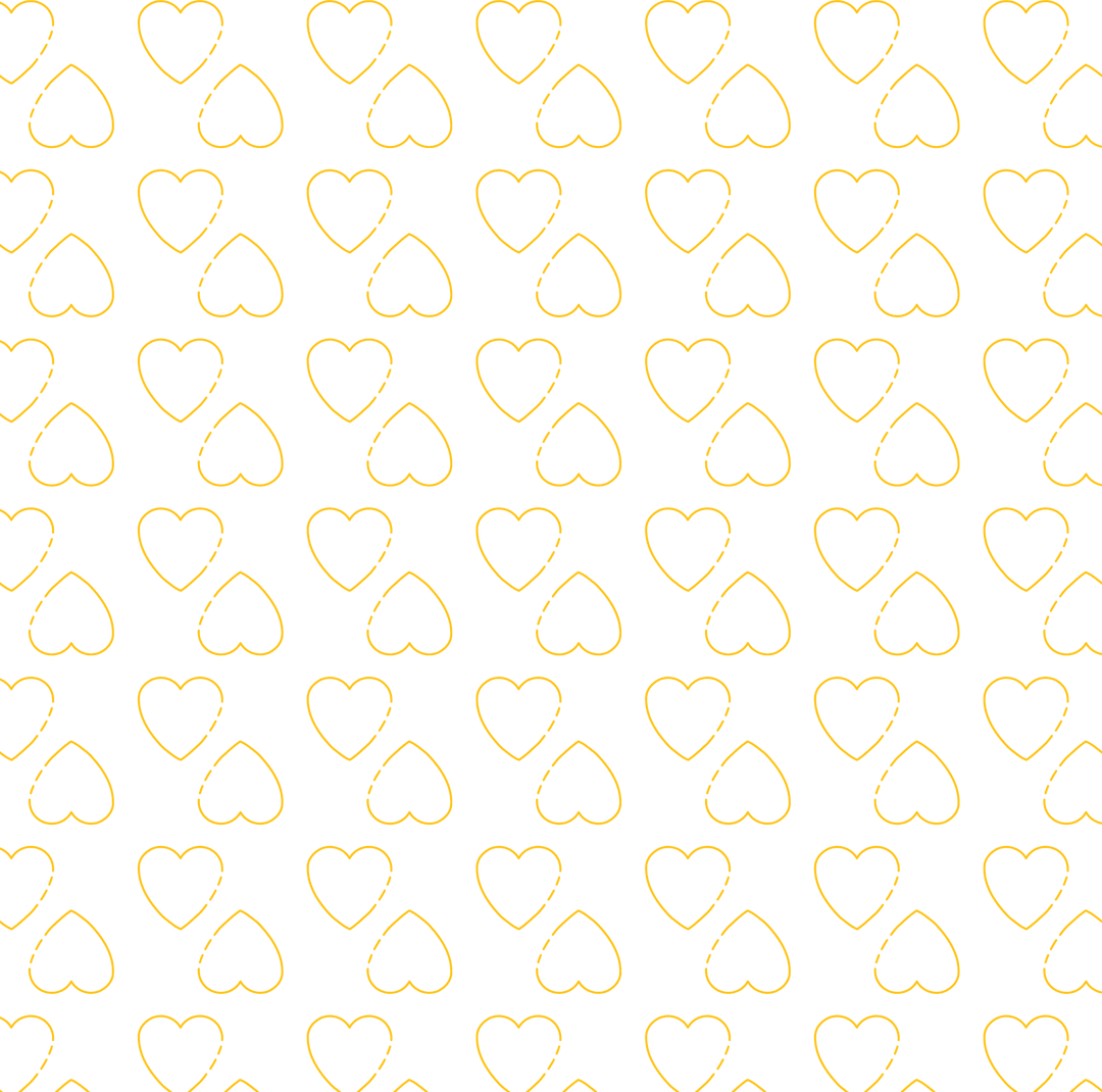 Yellow Heart Pattern on Transparent Background with Repeating Design
