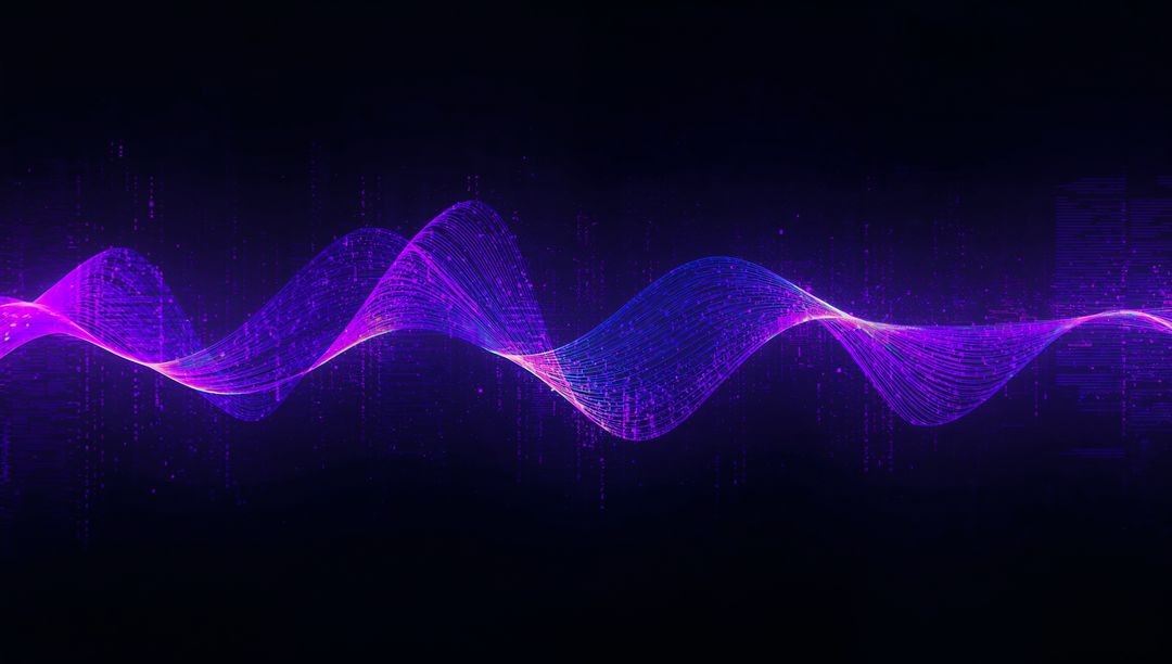 Futuristic Neon Waveform on Dark Background