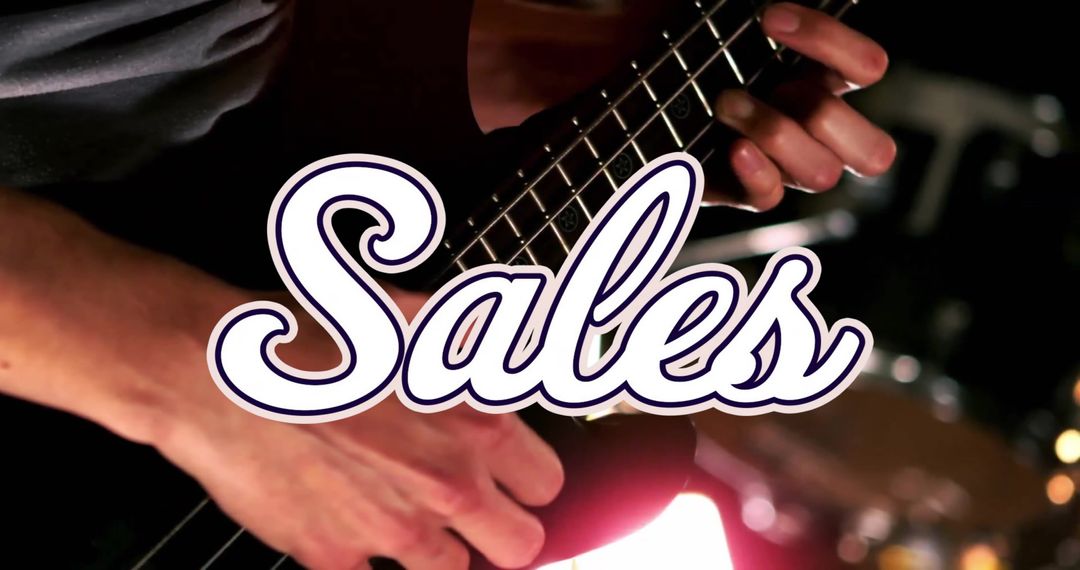Music and Sales Concept Overlaid on Guitarist