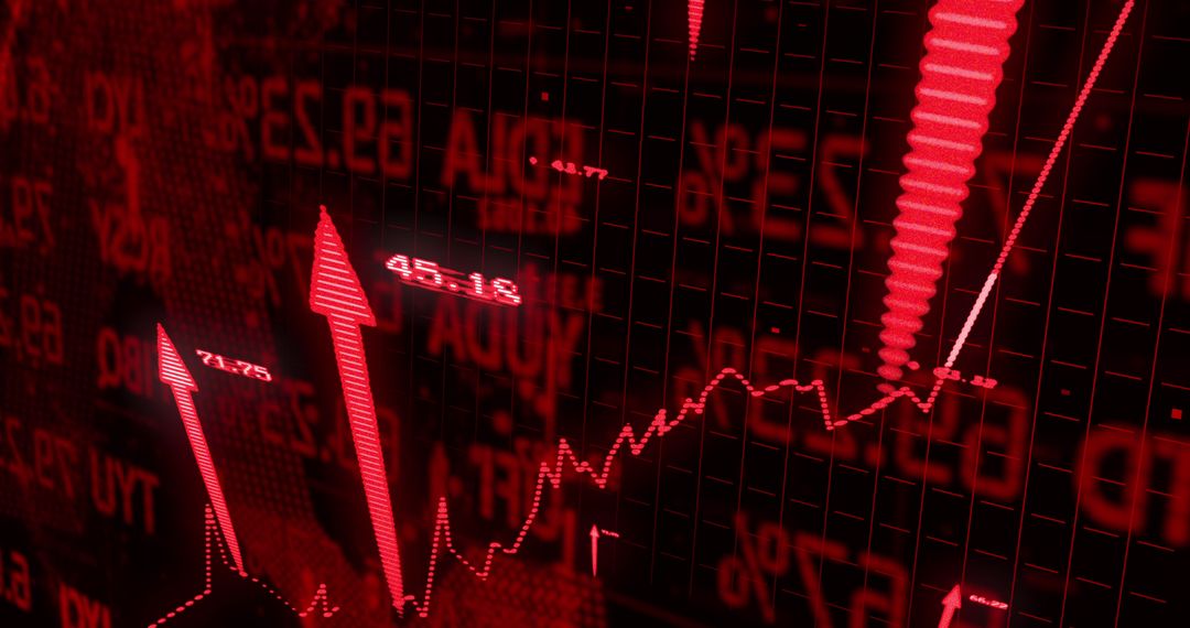 Dynamic Financial Data Representation in Red with Arrow Indicators