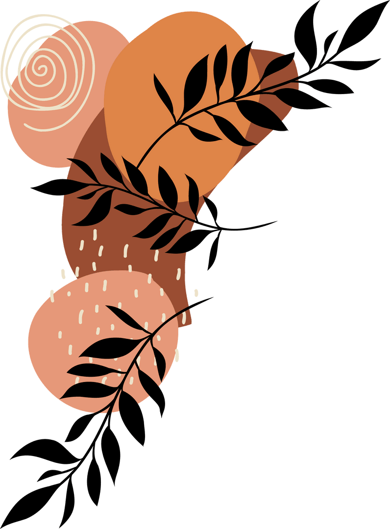 Abstract Nature-Inspired Vector Art on Transparent Background