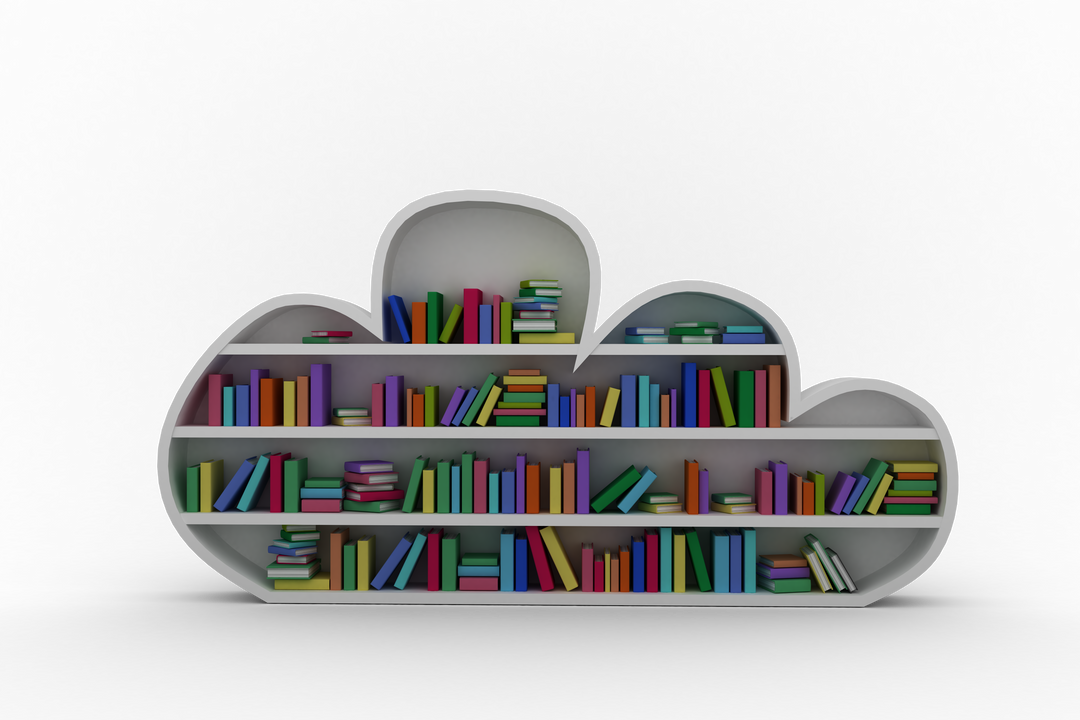 Colorful Books Stacked on Cloud Shaped Shelf Transparent Background - Download Free Stock Images Pikwizard.com