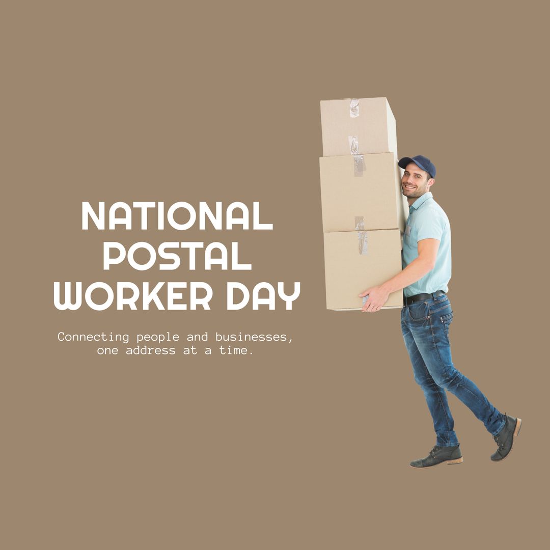 Efficient Courier Carrying Stacked Boxes for Postal Worker Celebration