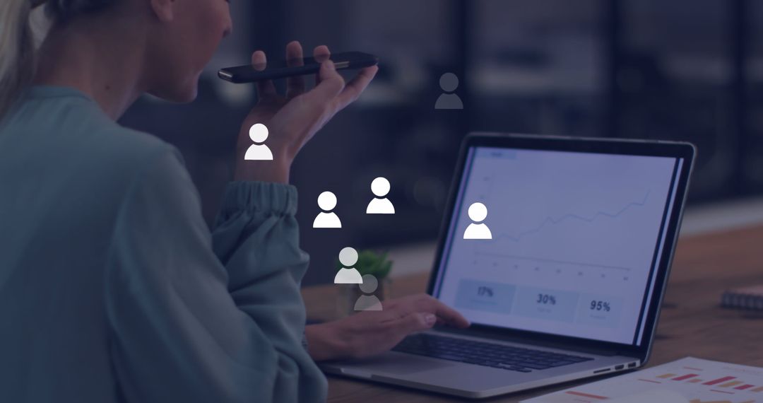 Businesswoman Engaging in Social Media Networking at Office