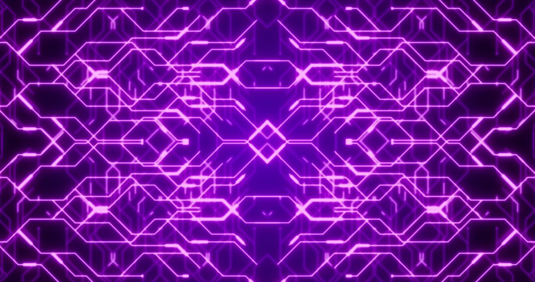 Neon Circuit Pattern on Purple Background
