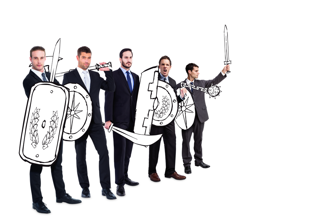 Businessmen with Swords and Shields on Transparent Background - Download Free Stock Images Pikwizard.com