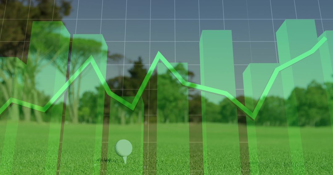 Economic Data Overlay on Golf Course Setting Conceptualizing Global Economy