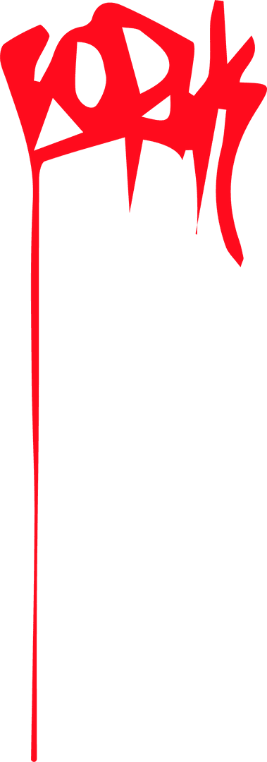 Stylized Red Graffiti Drip on Transparent Background