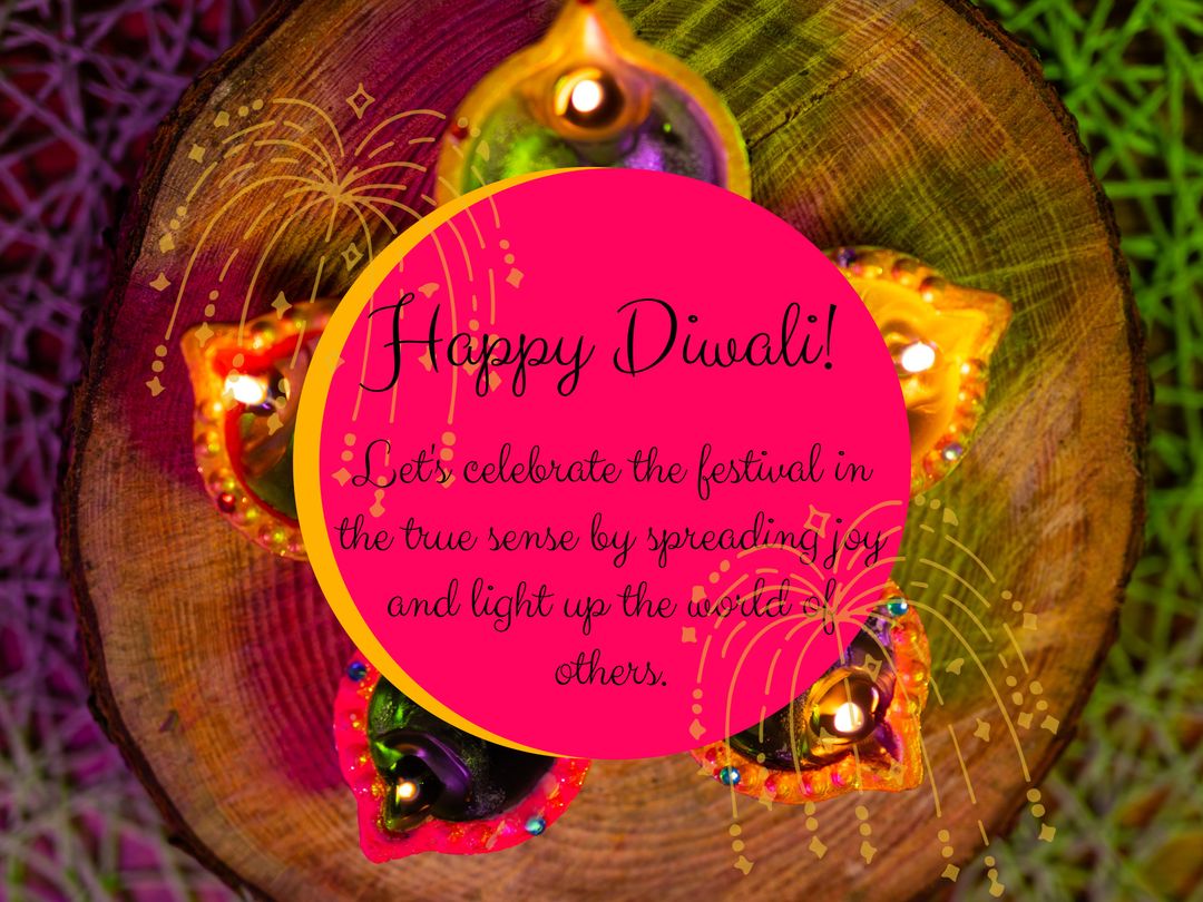 Vibrant Diwali Diyas and Festive Greeting Card