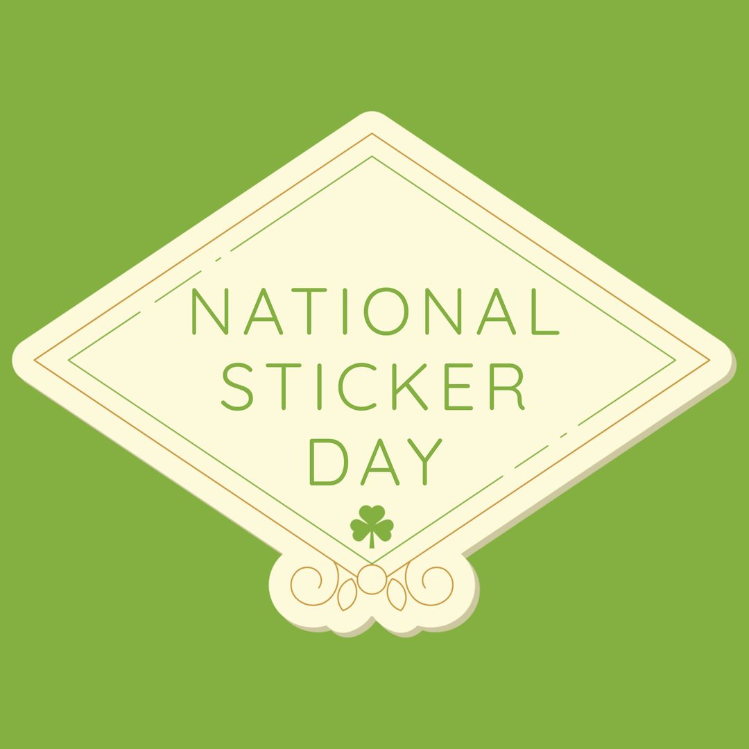 Celebration Badge for National Sticker Day with Clover Decoration - Download Free Stock Templates Pikwizard.com