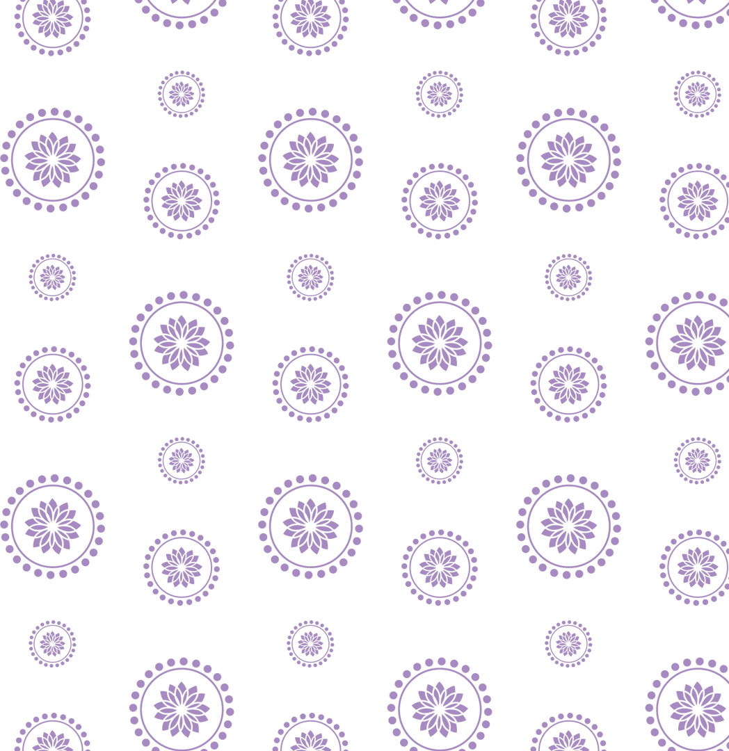 Purple Floral Roundels Pattern on Transparent Background