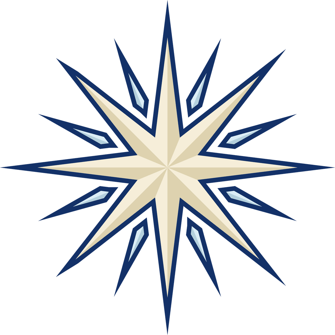 Stylized Nautical Star with Crème Points on Transparent Background