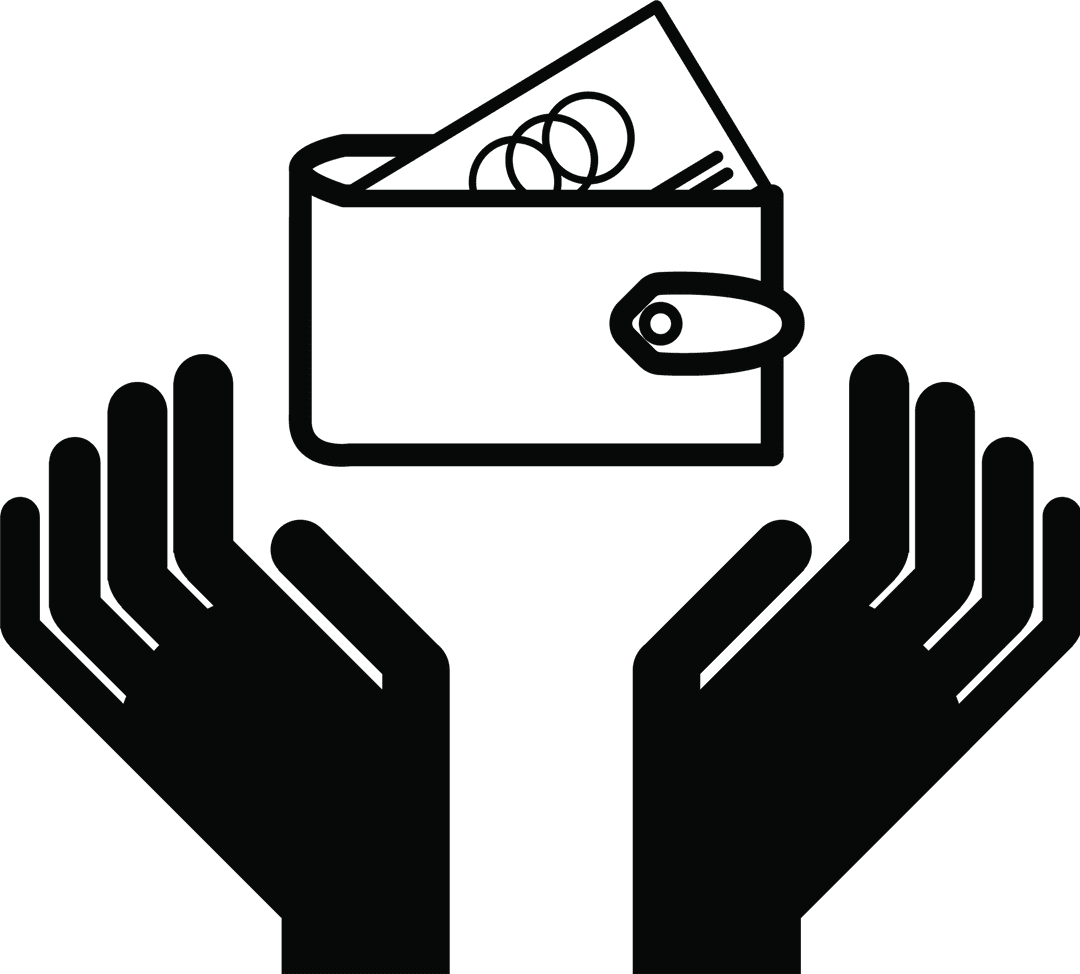 Transparent Black Hands Holding Wallet Finance Icon