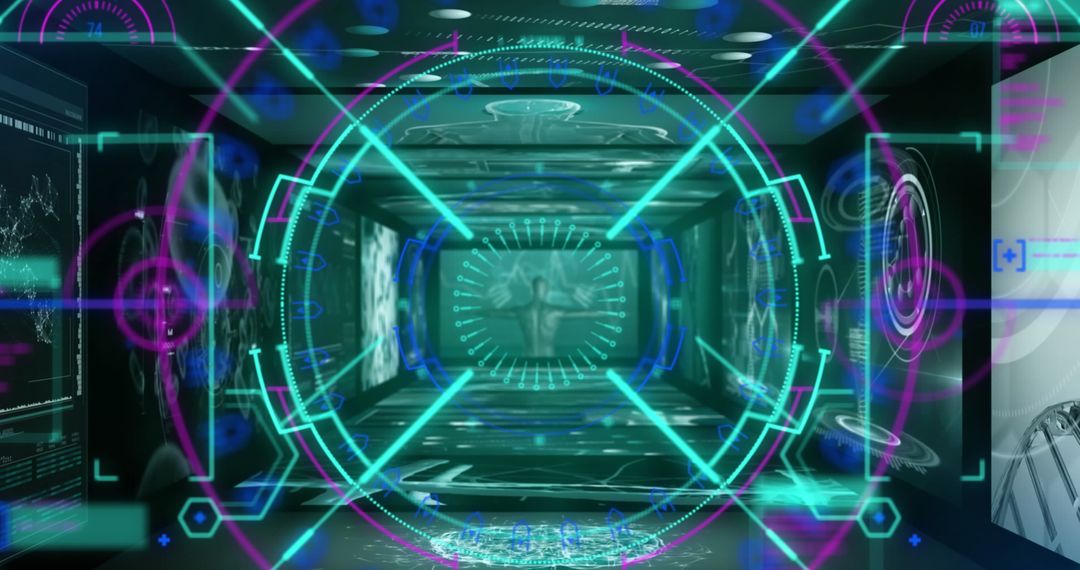 Futuristic Medical Interface with Digital Holograms and Molecular Models