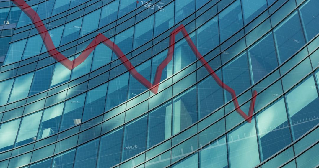 Digital Financial Data Overlay on Modern Office Building