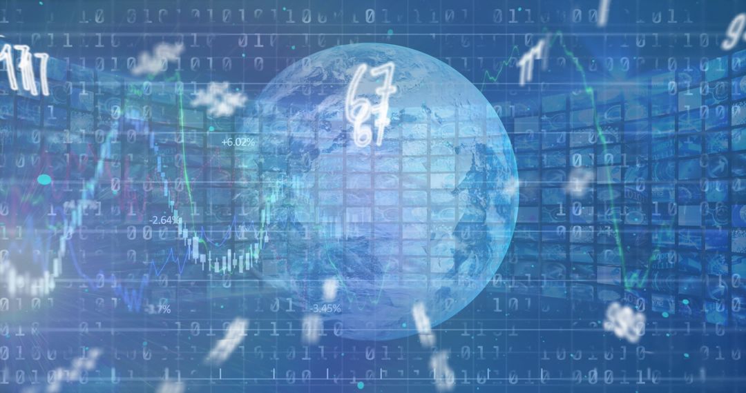 Global Financial Data Visualization with Digital Numbers