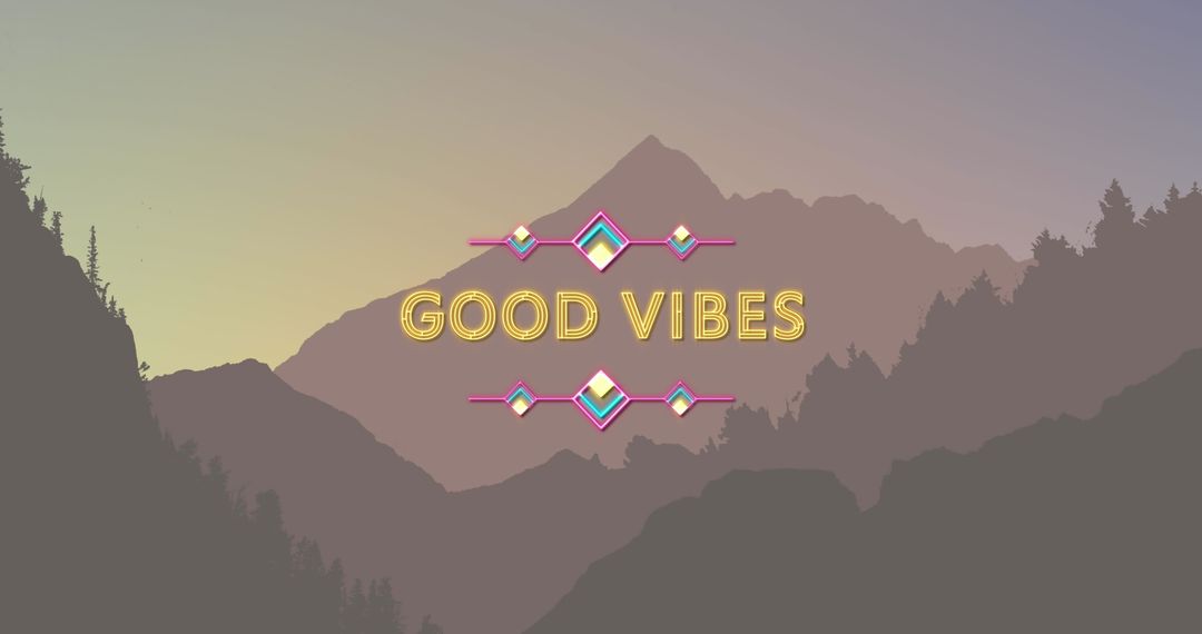 Inspirational Good Vibes Message During Tranquil Forest Sunset
