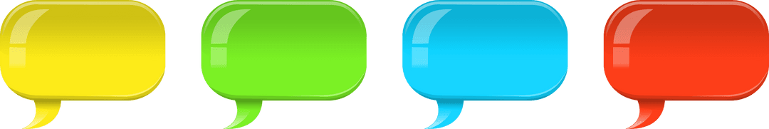 Colorful Glossy Speech Bubbles with Transparent Background