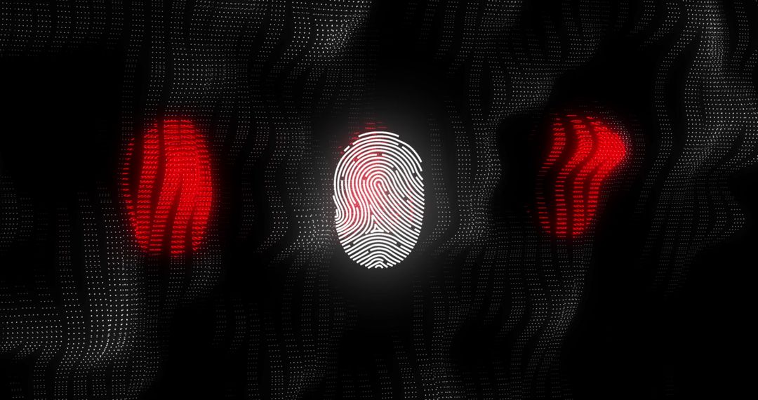 Digital Biometric Fingerprint on Futuristic Mesh Background