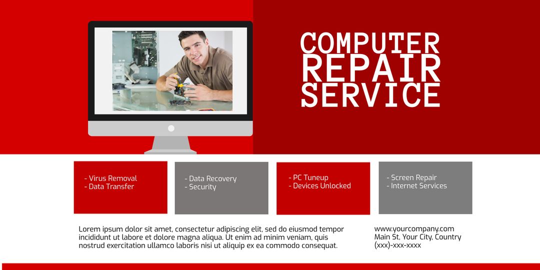 Branded Computer Repair Service Card with Technician