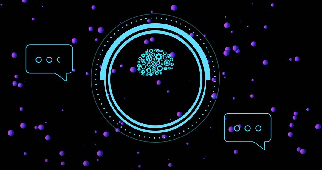 AI Technology Concept with Human Head and Data Processing Symbols