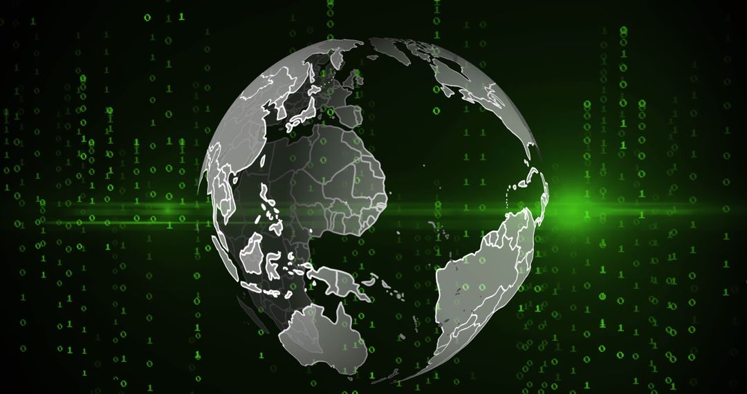 Digital Green Globe with Binary Code Matrix - Free Images, Stock Photos and Pictures on Pikwizard.com