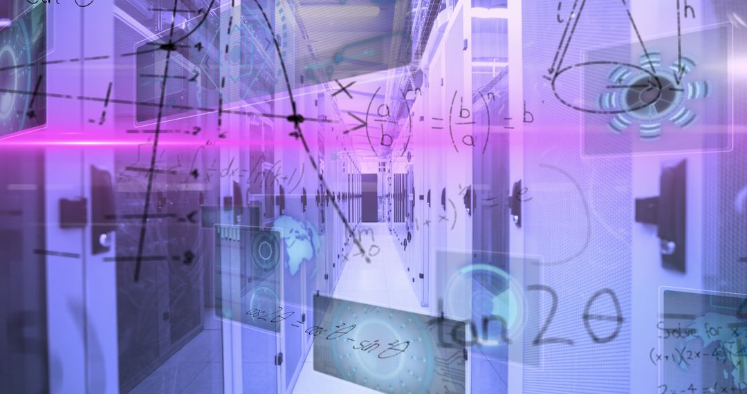 Mathematical Equations in High Tech Server Room