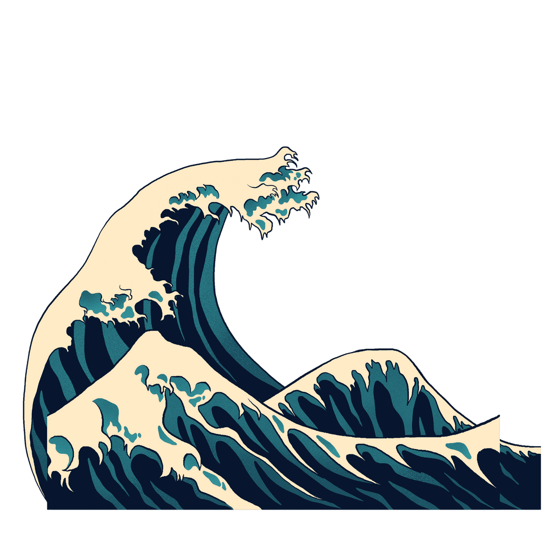 Stylized Ocean Wave with Transparent Crest for Minimalist Design