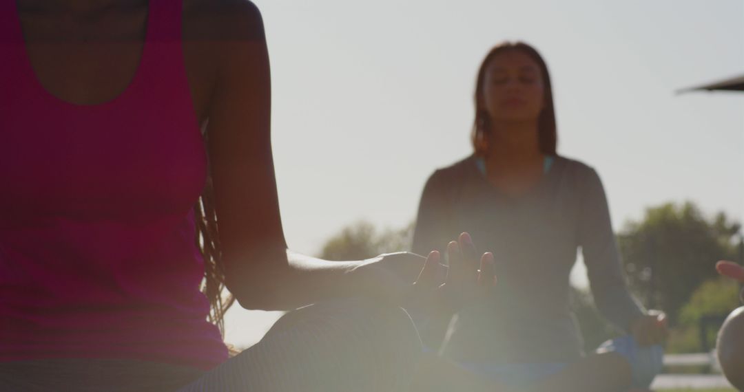 Diverse Women Practicing Meditation Outdoors in Sunny Garden - Free Images, Stock Photos and Pictures on Pikwizard.com