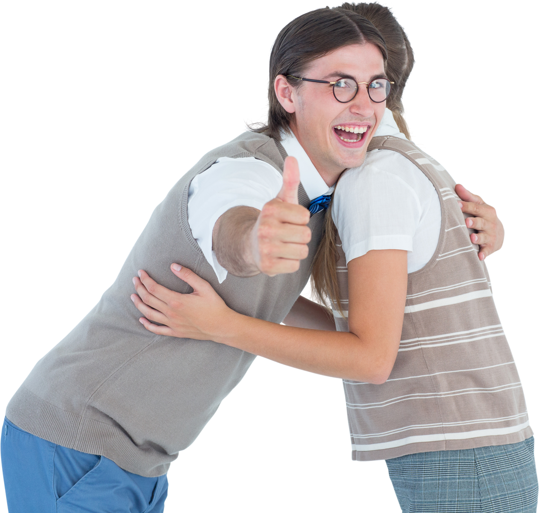 Geeky hipster couple hugging with transparent background - Download Free Stock Images Pikwizard.com