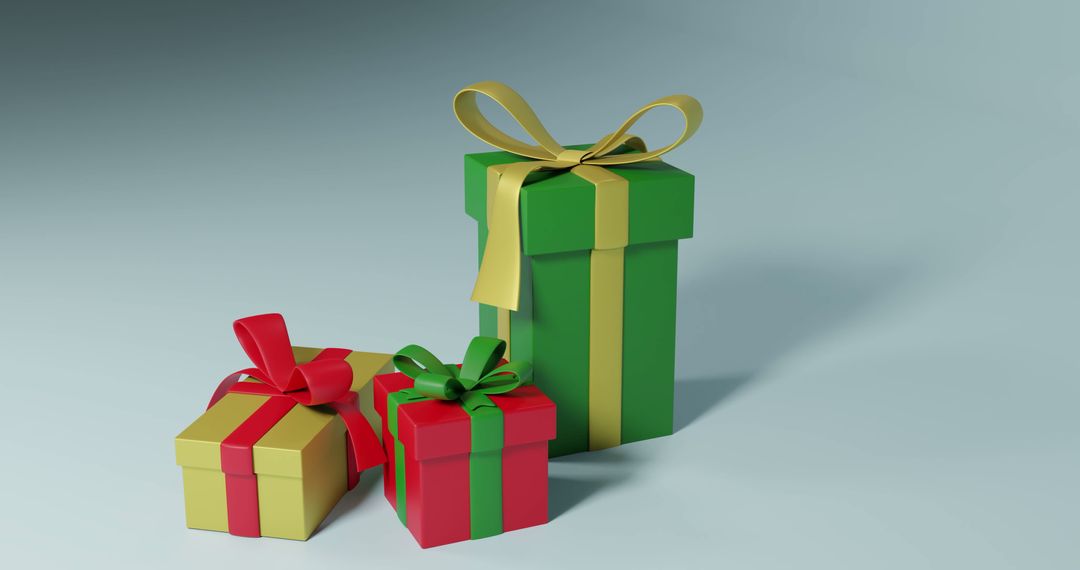 Christmas Presents Set with Colorful Ribbons