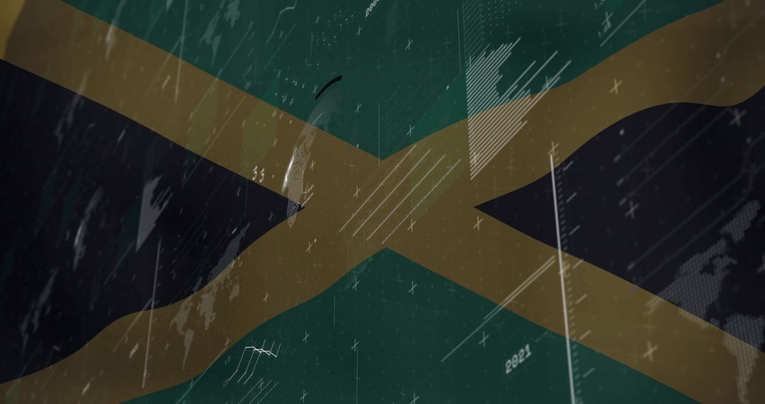 Dynamic Jamaican Flag with Glitch Art Influence