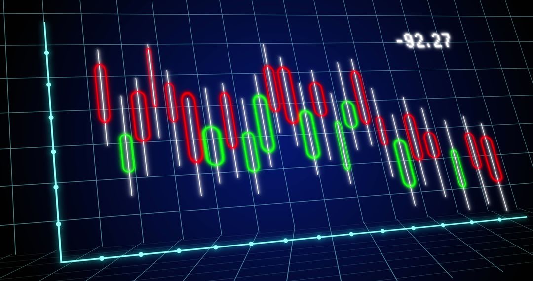 3D Financial Market Analysis with Declining Stock Graph