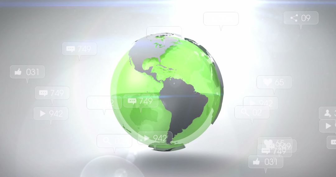 Spinning Globe with Social Media Icons Conceptual Illustration