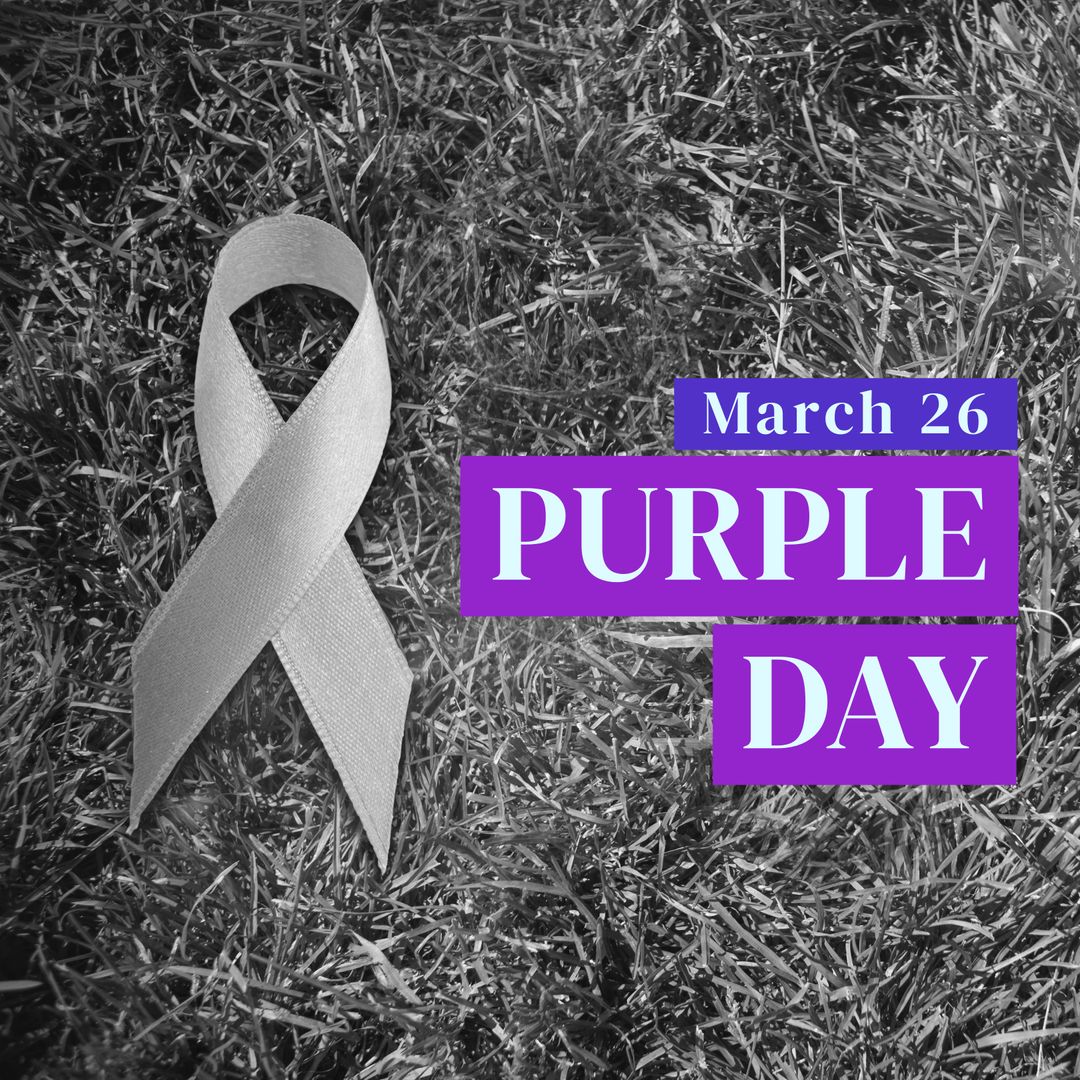 Purple Day Awareness Ribbon on Grass for Epilepsy Awareness