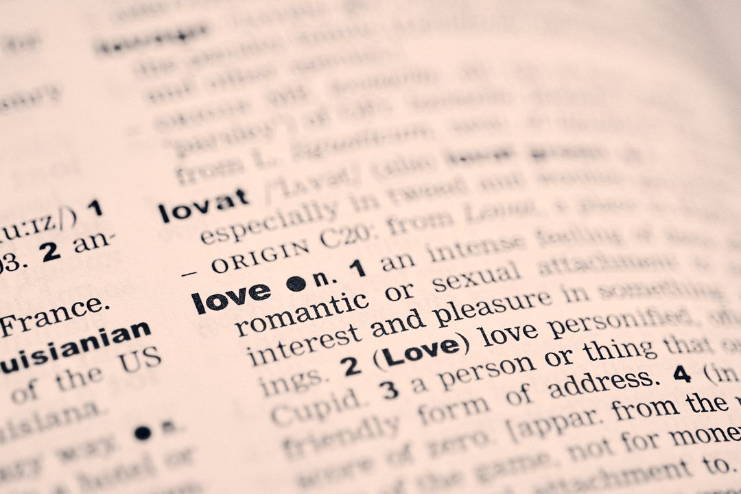 Highlighted Definition of 'Love' in Dictionary Page
