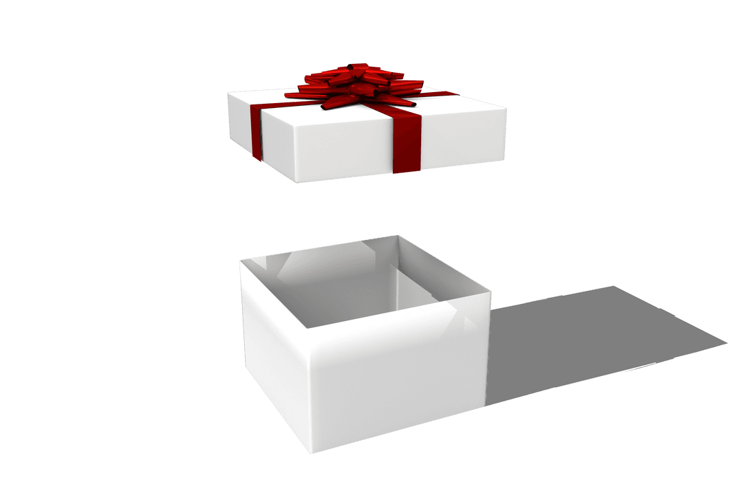 Transparent Gift Box with Red Ribbon