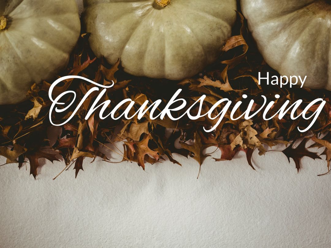 Elegant Thanksgiving Greeting with Pumpkins and Autumn Leaves
