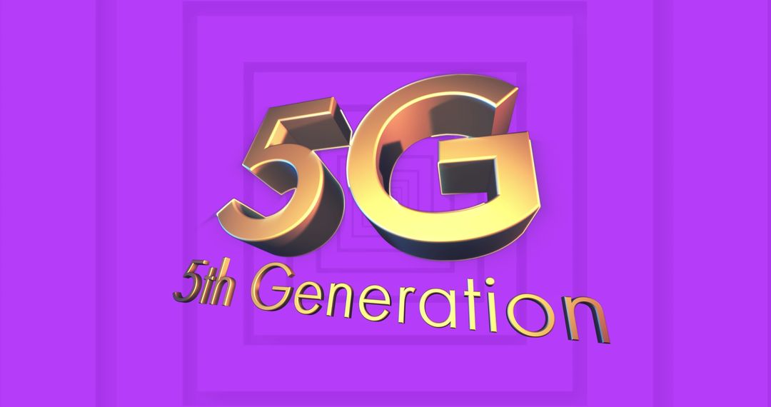 Modern 5G Technology Text on Purple Patterned Background