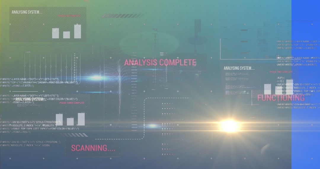 Futuristic Interface with Data Panels and Star Flare in Cosmic Setting