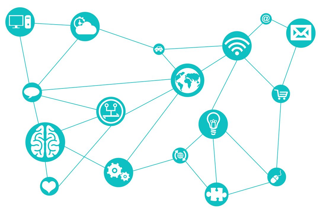 Transparent Network of Digital Communication Icons